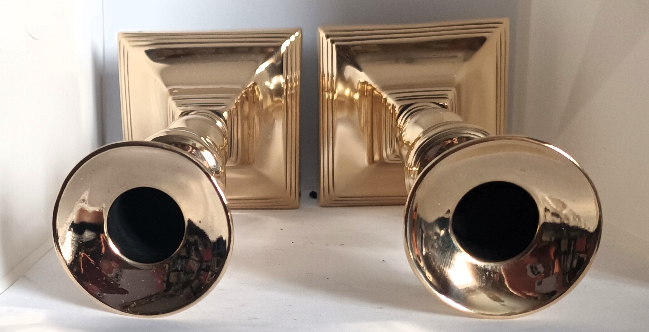 Pair of Antique English Georgian Brass Candlesticks - Image 5